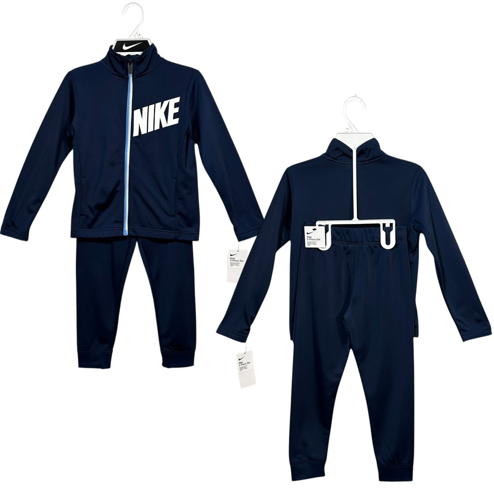Nike Little Boys Track Suit‎ Set Size 6 Navy Blue Full Zip Jacket & Pants Outfit